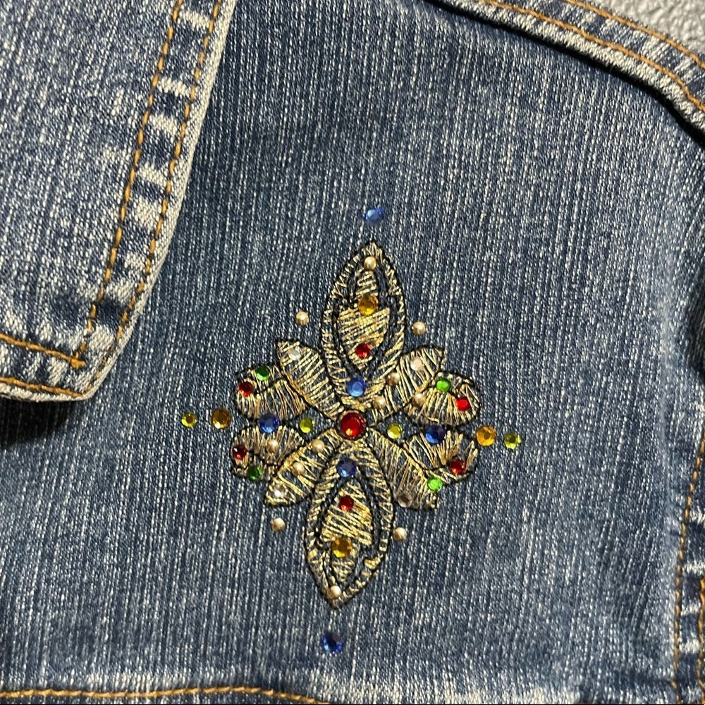 Trilllogy Jeweled Cross Denim Jacket - Picture 3 of 7